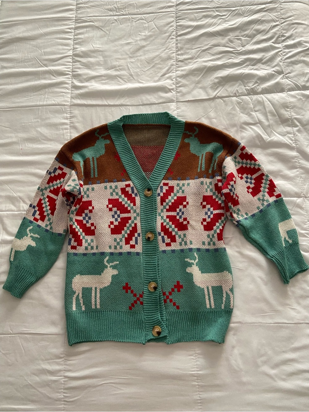 New Christmas Reindeer Cardigan Sweater